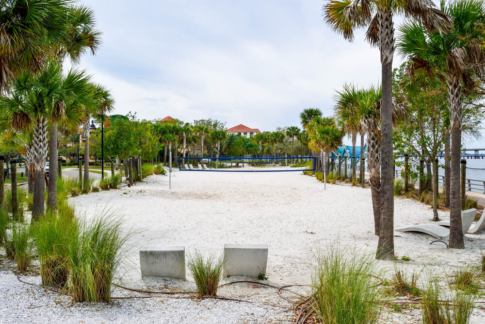 A volleyball court in downtown Bradenton.